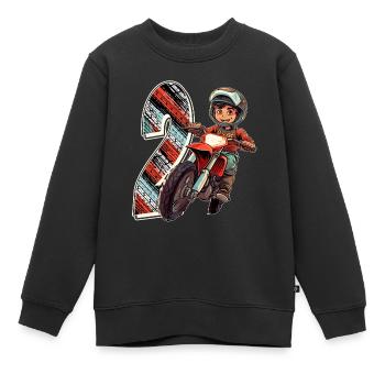 Je suis 2 Motocross Kid - Motocross - Sweat Premium enfant bio - noir - Devant - AI Model Kid Female (0cm)
