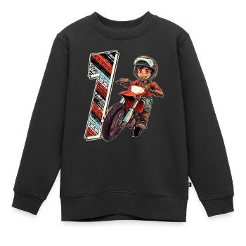 Je suis 7 Motocross Kid - Motocross - Sweat Premium enfant bio - noir - Devant - AI Model Kid Female (0cm)