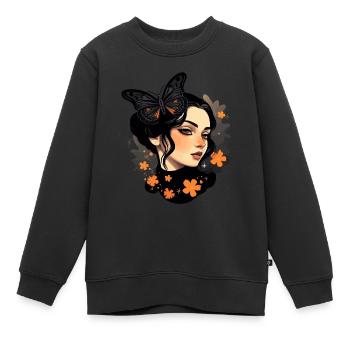 Aesthetic Girl: Gothic Wave Design avec - Sweat Premium enfant bio - noir - Devant - AI Model Kid Female (0cm)