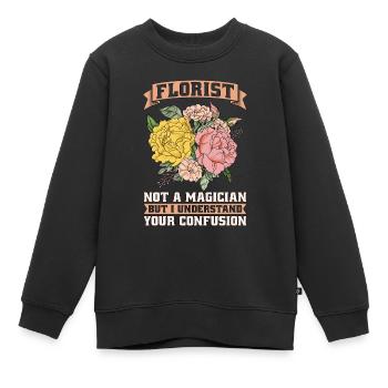 Fleuriste Pas un magicien mais des fleuristes - Sweat Premium enfant bio - noir - Devant - AI Model Kid Female (0cm)