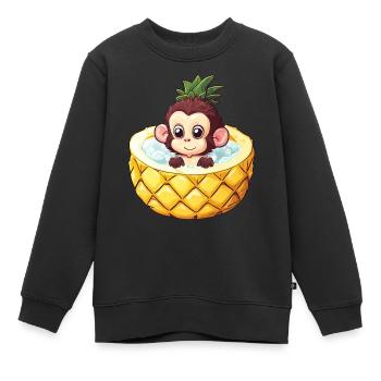 monkey bathes in pineapple - Funny summer design - Kids Premium Organic Sweatshirt - black - Front - AI Model Kid Female (0cm)