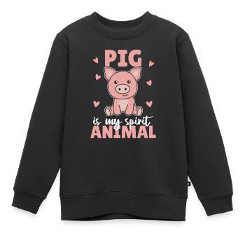 Le cochon est mon animal spirituel - doux cochon - Sweat Premium enfant bio - noir - Devant - AI Model Kid Female (0cm)