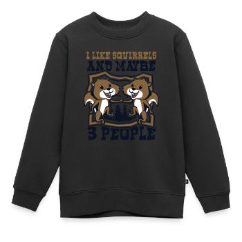 J’aime les écureuils et peut-être 3 personnes écureuil - Sweat Premium enfant bio - noir - Devant - AI Model Kid Female (0cm)