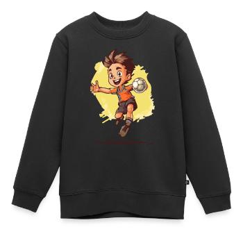 Handball Spielender Junge - Kids Handball - Kinder Premium Organic Sweatshirt - Schwarz - Vorne - AI Model Kid Female (0cm)
