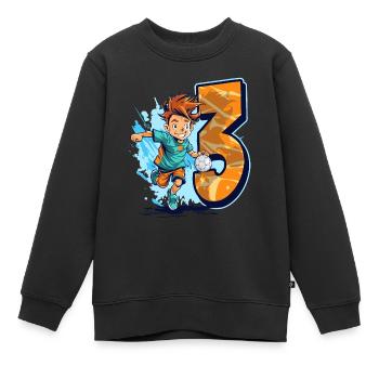 Handball Anniversaire - garçon de 3 ans - 3. - Sweat Premium enfant bio - noir - Devant - AI Model Kid Female (0cm)