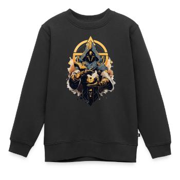 Epic Gamer Guardian with golden energy source - Kids Premium Organic Sweatshirt - black - Front - AI Model Kid Female (0cm)