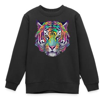 Tiger Kopf Graphic Tee Illustration Art Comic - Kinder Premium Organic Sweatshirt - Schwarz - Vorne - AI Model Kid Female (0cm)
