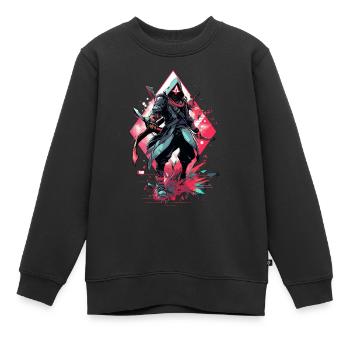 Epic Gamer Cyber Assassin in Red with Shard - Kids Premium Organic Sweatshirt - black - Front - AI Model Kid Female (0cm)
