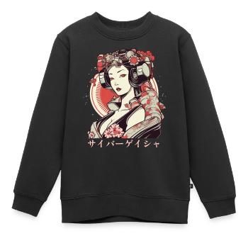 Cyber Geisha 1 - Sweat Premium enfant bio - noir - Devant - AI Model Kid Female (0cm)