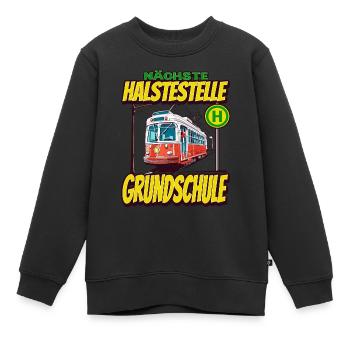 Nächste Haltestelle Grundschule - Kids Straßenbahn - Kinder Premium Organic Sweatshirt - Schwarz - Vorne - AI Model Kid Female (0cm)