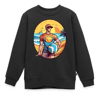 Rod joueur de beach volley - Sweat Premium enfant bio - noir - Devant - AI Model Kid Female (0cm)