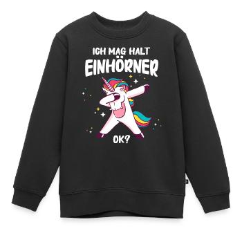 Einhorn Einhörner Fabelwesen Mystisch - Kinder Premium Organic Sweatshirt - Schwarz - Vorne - AI Model Kid Female (0cm)