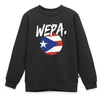 Fier drapeau portoricain de Porto Rico Wepa Latino - Sweat Premium enfant bio - noir - Devant - AI Model Kid Female (0cm)