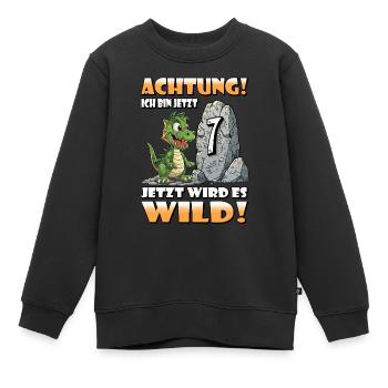 Endlich 7 Jahre alt | 7. Geburtstag - Kinder Premium Organic Sweatshirt - Schwarz - Vorne - AI Model Kid Female (0cm)