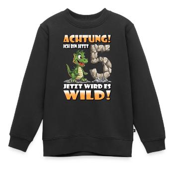 Endlich 5 Jahre alt | 5. Geburtstag - Kinder Premium Organic Sweatshirt - Schwarz - Vorne - AI Model Kid Female (0cm)