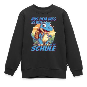 Aus dem Weg Ich muss in die Schule - Dinosaurier - Kinder Premium Organic Sweatshirt - Schwarz - Vorne - AI Model Kid Female (0cm)