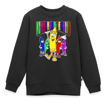 Kindergartenkind Lustige Comic Buntstifte - Kinder Premium Organic Sweatshirt - Schwarz - Vorne - AI Model Kid Female (0cm)
