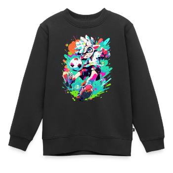 Footballeur funky dans un look de jeu de street art cool - Sweat Premium enfant bio - noir - Devant - AI Model Kid Female (0cm)