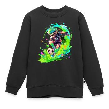 Ambiance cool de jeu d’art de rue avec un joueur de football - Sweat Premium enfant bio - noir - Devant - AI Model Kid Female (0cm)