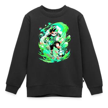 Ambiance cool de jeu d’art de rue avec un joueur de football - Sweat Premium enfant bio - noir - Devant - AI Model Kid Female (0cm)