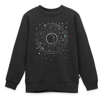 Lune - Étoiles - Planètes - Ciel étoilé - Galaxie - Sweat Premium enfant bio - noir - Devant - AI Model Kid Female (0cm)