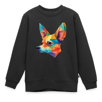 Chihuahua Polygonen Kunst Hunde Design Hunderasse - Kinder Premium Organic Sweatshirt - Schwarz - Vorne - AI Model Kid Female (0cm)