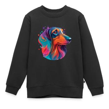 Dachshund Dackel Hund Hunde Hundeliebe Haustier - Kinder Premium Organic Sweatshirt - Schwarz - Vorne - AI Model Kid Female (0cm)