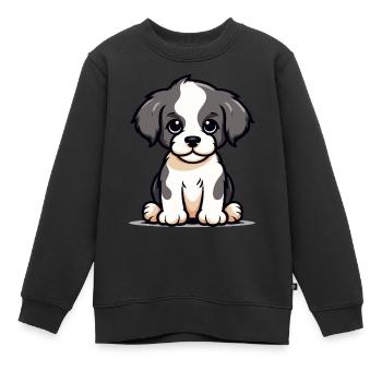 Chien - Sweat Premium enfant bio - noir - Devant - AI Model Kid Female (0cm)