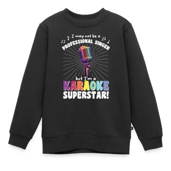 Un chanteur de karaoké dit superstar du karaoké rétro - Sweat Premium enfant bio - noir - Devant - AI Model Kid Female (0cm)