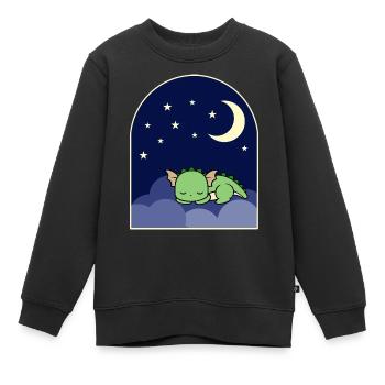 Green Dragon sleeping - Kids Premium Organic Sweatshirt - black - Front - AI Model Kid Female (0cm)