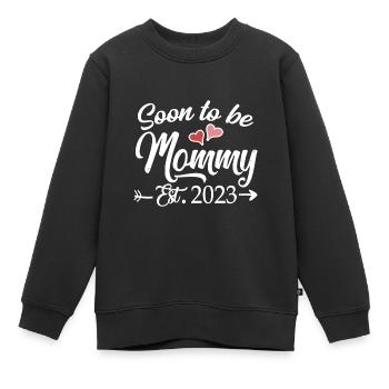 Bientôt maman 2023 Fête des mères Première maman - Sweat Premium enfant bio - noir - Devant - AI Model Kid Female (0cm)