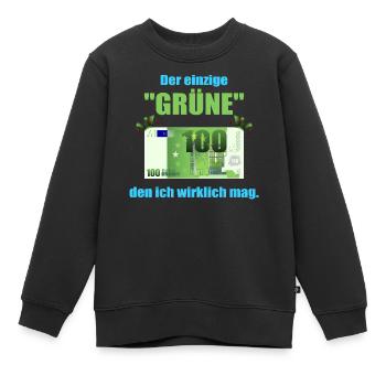 Den Grüne mag ich ! - Kinder Premium Organic Sweatshirt - Schwarz - Vorne - AI Model Kid Female (0cm)
