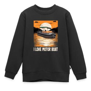 J’aime la parade de bateaux à moteur Citation de bateau à moteur - Sweat Premium enfant bio - noir - Devant - AI Model Kid Female (0cm)