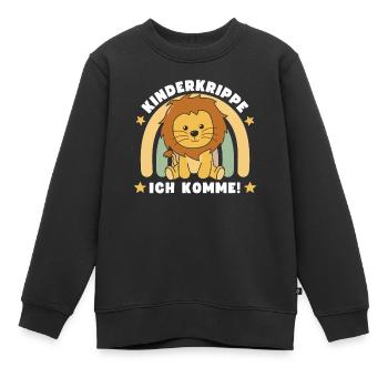 Crèche j’arrive! Lion - Sweat Premium enfant bio - noir - Devant - AI Model Kid Female (0cm)
