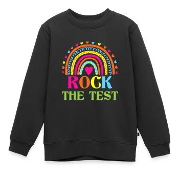 Test Day Rock Le test Teacher Testing Day Rainbow - Sweat Premium enfant bio - noir - Devant - AI Model Kid Female (0cm)