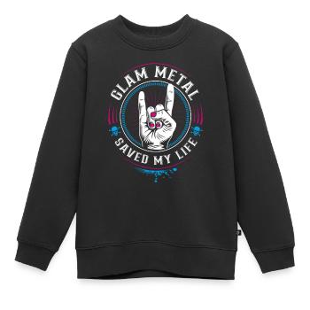Glam Metal saved my Life - Mano cornut Devil Horns - Kinder Premium Organic Sweatshirt - Schwarz - Vorne - AI Model Kid Female (0cm)