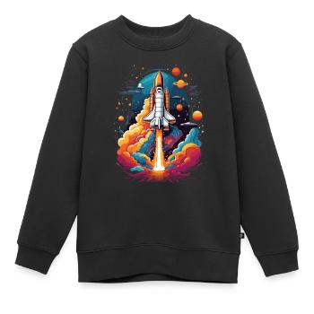 Space Shuttle Astronaut Raketen Weltraum Abenteuer - Kinder Premium Organic Sweatshirt - Schwarz - Vorne - AI Model Kid Female (0cm)