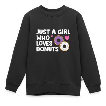 Nur ein Mädchen, das Donuts liebt Donut Essen Donut - Kinder Premium Organic Sweatshirt - Schwarz - Vorne - AI Model Kid Female (0cm)