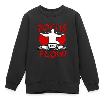 Qigong Focus And Flow Tai Chi Wushu Arts Martiaux - Sweat Premium enfant bio - noir - Devant - AI Model Kid Female (0cm)