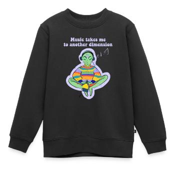 La musique m’emmène dans une autre dimension Ovni - Sweat Premium enfant bio - noir - Devant - AI Model Kid Female (0cm)