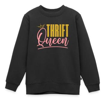 Thrift Shopping Thrift Queen Second Hand Thrifter - Kinder Premium Organic Sweatshirt - Schwarz - Vorne - AI Model Kid Female (0cm)