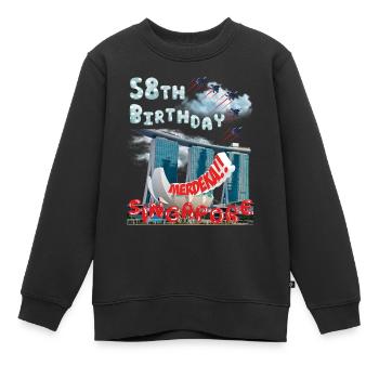SINGAPURER NATIONALFEIERTAG, 58. GEBURTSTAG - Kinder Premium Organic Sweatshirt - Schwarz - Vorne - AI Model Kid Female (0cm)