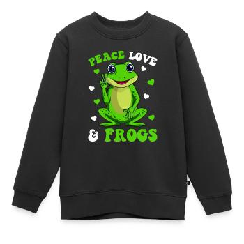 Peace Love Frogs Lover Frog Kids Girls Women - Sweat Premium enfant bio - noir - Devant - AI Model Kid Female (0cm)