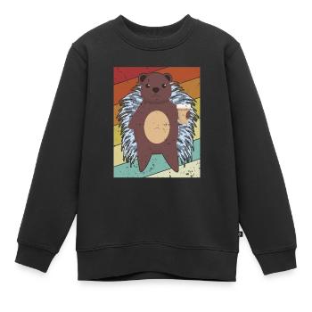 Retro Hystricidae Stacheltier Nordamerika - Kinder Premium Organic Sweatshirt - Schwarz - Vorne - AI Model Kid Female (0cm)
