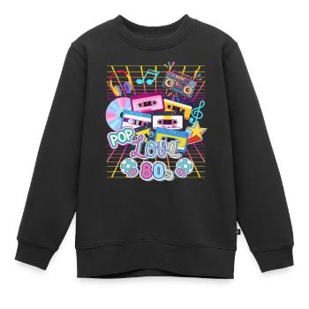 MÉLOMANES DES ANNÉES 1980 - Sweat Premium enfant bio - noir - Devant - AI Model Kid Female (0cm)