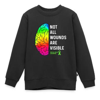 Toutes les plaies ne sont pas visibles - Santé mentale - Sweat Premium enfant bio - noir - Devant - AI Model Kid Female (0cm)