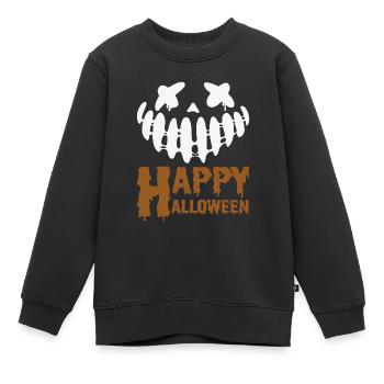 Creepy Happy Halloween - Conception de visage de citrouille - Sweat Premium enfant bio - noir - Devant - AI Model Kid Female (0cm)