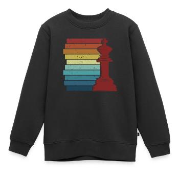 Retro Grandmaster Queen Player Échecs professionnels - Sweat Premium enfant bio - noir - Devant - AI Model Kid Female (0cm)