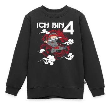 Achtung Ich bin Vier - Kinder Premium Organic Sweatshirt - Schwarz - Vorne - AI Model Kid Female (0cm)