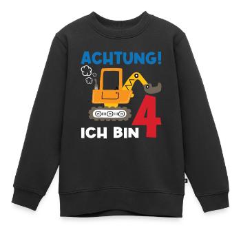 Achtung Ich bin Vier - Kinder Premium Organic Sweatshirt - Schwarz - Vorne - AI Model Kid Female (0cm)